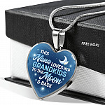 This Nana Loves Her Grandkids to the Moon and Back Heart Pendant Necklace Gifts for Nana - Heart Luxury Necklace (Silver)