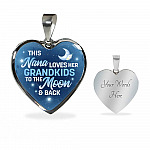 This Nana Loves Her Grandkids to the Moon and Back Heart Pendant Necklace Gifts for Nana - Heart Luxury Necklace (Silver)