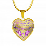 Butterfly I Will Carry You With Me Til' I See You Again Memorial Loss Of Loved One Heart Pendant Necklace - Heart Luxury Necklace (Gold Plated)