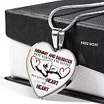 Mommy And Daughter Not Always Eye To Eye But Always Heart To Heart Mother and Daughter Heart Pendant Necklace - Heart Luxury Necklace (Silver)