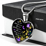 My Mind Still Talks To You My Heart Still Looks For You Memorial Butterfly Heart Pendant Necklace - Heart Luxury Necklace (Silver)