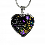 My Mind Still Talks To You My Heart Still Looks For You Memorial Butterfly Heart Pendant Necklace - Heart Luxury Necklace (Silver)