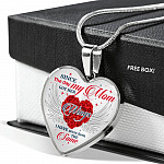 Since The Day My Mom Got Her Wings I Have Never Been the Same Memory Necklaces - Heart Pendant Necklace - Heart Luxury Necklace (Silver)