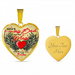 Since The Day My Dad Got Her Wings I Have Never Been the Same Memory Necklaces - Heart Pendant Necklace - Heart Luxury Necklace (Gold Plated)