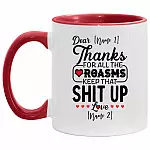 Personalized Thanks For All The Accent Mug, White/Red, 11 oz. Accent Mug Personalized Thanks For All The Accent Mug, White/Red, 11 oz. Accent Mug