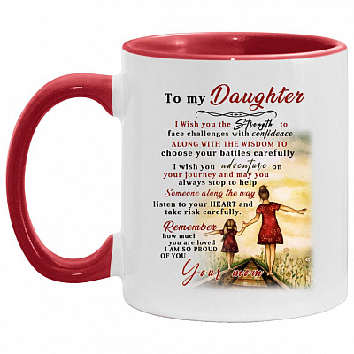 To My Daughter Accent Mug, White/Red, 11 oz. Accent Mug