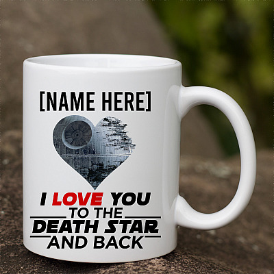 Alternative view of Personalized I Love You to The Death Star and Back Coffee Mug - Beer Stein - Water Bottle - Color Changing Mug
