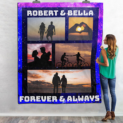 Alternative view of Custom Photo Forever And Always Love You Fleece Blanket - Mink Sherpa Blanket - Woven Blanket
