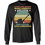 Four Seasons Total Landscaping Lawn And Order Hoodie Sweatshirt - Funny Lawn Mowing Landscaping Meme T-Shirt, Black, Long Sleeve