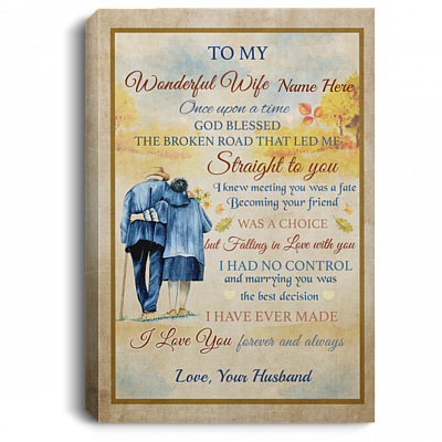 Personalized to My Wonderful Wife Once Upon a Time Gift from Husband Framed Canvas Prints - Unframed Poster, White, 0.75'' Framed Canvas
