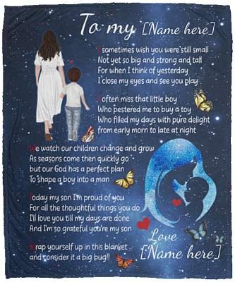 Personalized to My Son I Am Proud of You You're My Son Fleece Blanket - Sherpa Blanket - Woven Blanket, White, Cozy Plush Fleece Blanket - 50x60