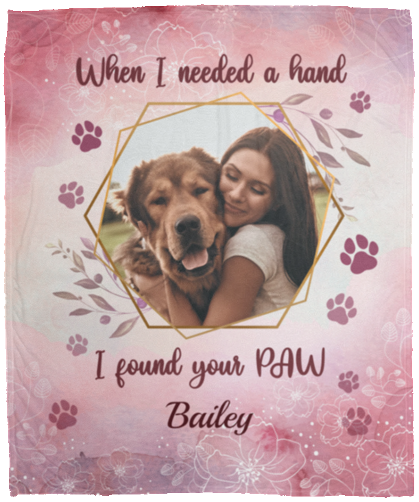 Personalized Photo When I Needed A Hand I Found Your Paw Dog Lover Fleece Blanket - Mink Sherpa Blanket, White, Cozy Plush Fleece Blanket - 50x60 Personalized Photo When I Needed A Hand I Found Your Paw Dog Lover Fleece Blanket - Mink Sherpa Blanket, White, Cozy Plush Fleece Blanket - 50x60