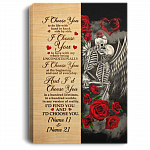Personalized Skull Couple I Choose You Gallery Wrapped Framed Canvas Prints - Unframed Poster - Wall Art, White, 0.75'' Framed Canvas