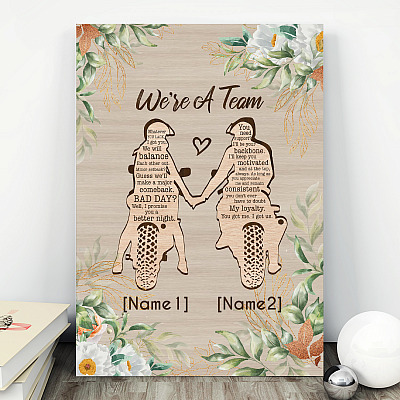 Alternative view of Personalized Biker Couple We're A Team Whatever You Lack I Got You Framed Canvas Prints - Unframed Poster