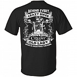 Behind Every Crazy Biker Is An Even Crazier Old Lady Print On Back T-Shirt Only - Funny Biker Lady Shirt, Black, Unisex T-Shirt