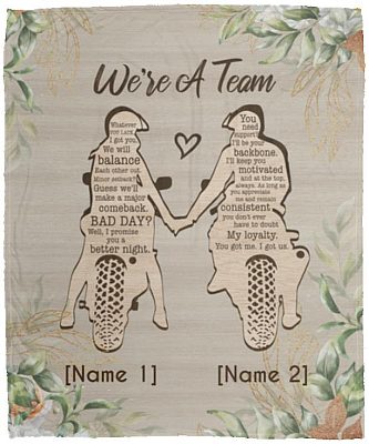 Personalized Biker Couple, White, Cozy Plush Fleece Blanket - 50x60