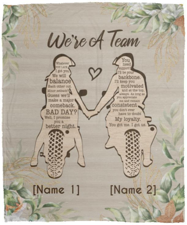 Personalized Biker Couple, White, Cozy Plush Fleece Blanket - 50x60 Personalized Biker Couple, White, Cozy Plush Fleece Blanket - 50x60