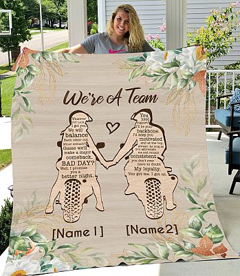 Alternative view of Personalized Biker Couple We're A Team Whatever You Lack I Got You Fleece Blanket - Mink Sherpa Blanket