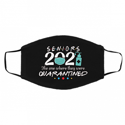 Senior Class of 2021 the One Where They Were Quarantined Funny Washable Reusable Custom Printed Cloth Face Mask Cover, Black, Cloth Face Cover – Medium/Large