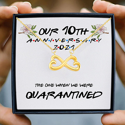 Our 10th Anniversary The One When We Were Quarantined My Wife My Girlfriend Infinity Heart Pendant Necklace