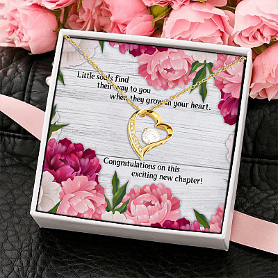 New Mom Gift Congratulations on the New Chapter of Your Life Forever Love Pendant Necklace