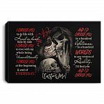 Personalized I Choose You To Do Life With Hand In Hand Side By Side Skull Couple Canvas Prints - Unframed Poster, White, 0.75'' Framed Canvas