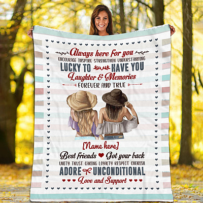 Alternative view of Personalized to My Best Friend Lucky to Have You Fleece Blanket - Sherpa Blanket - Woven Blanket