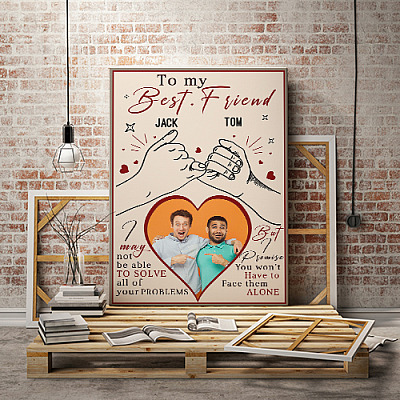 Alternative view of Custom Photo to My Best Friend I Promise You Quotes Framed Canvas Prints - Unframed Poster - Wall Art