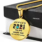 Nurse 2021 The One Where They Became Super Heroes Circle Pendant Necklace - Circle Luxury Necklace (Gold Plated)