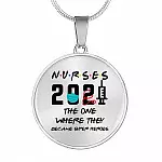Nurse 2021 The One Where They Became Super Heroes Circle Pendant Necklace - Circle Luxury Necklace (Silver)