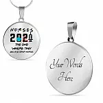Nurse 2021 The One Where They Became Super Heroes Circle Pendant Necklace - Circle Luxury Necklace (Silver)
