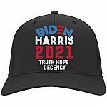 Biden Harris 2021 Truth Hope Decency Presidential Democrat Twill Cap - High-Profile Snapback Hat, Black, Twill Cap