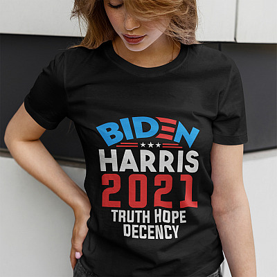 Alternative view of Biden Harris 2021 Truth Hope Decency Presidential Democrat T-Shirt - V Neck