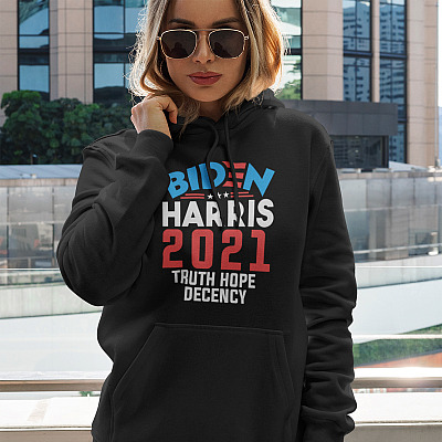 Alternative view of Biden Harris 2021 Truth Hope Decency Presidential Democrat Hoodie - Sweatshirt