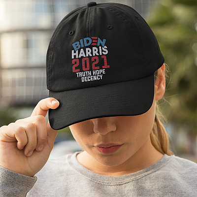 Alternative view of Biden Harris 2021 Truth Hope Decency Presidential Democrat Twill Cap - High-Profile Snapback Hat