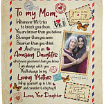 Personalized Photo To My Mom, White, Cozy Plush Fleece Blanket - 50x60 Personalized Photo To My Mom, White, Cozy Plush Fleece Blanket - 50x60