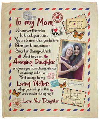 Personalized Photo To My Mom, White, Cozy Plush Fleece Blanket - 50x60