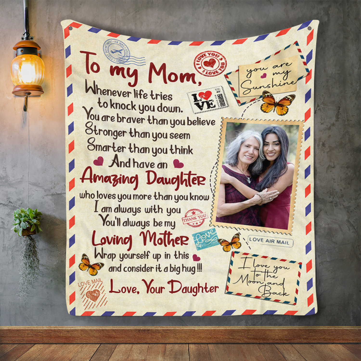 1VT. To My Mom Whenever Life Tries Custom blanket mk3