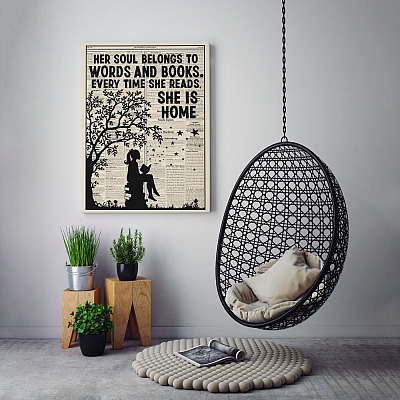 Alternative view of Her Soul Belongs To Words And Books Every Time She Reads She Is Home Framed Canvas Prints - Unframed Poster