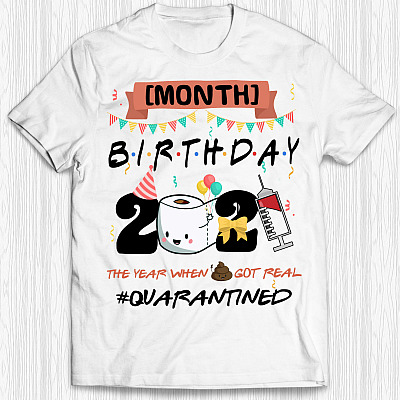 Alternative view of Personalized Month Birthday 2021 The Year When Shit Got Real Quarantined T-Shirt - V-Neck Shirt