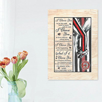 Alternative view of Firefighter I Choose You To Do Life Hand In Hand Framed Canvas - Unframed Poster - Firefighter Wall Art