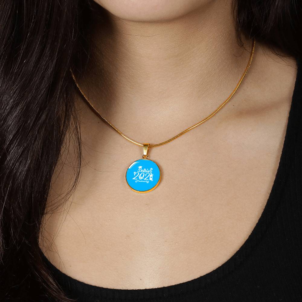 Senior 2021 Pandemic Style Circle Pendant Necklace - Circle Luxury Necklace (Gold Plated)