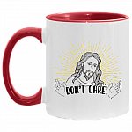 Believe In Jesus Don't Care Accent Mug - Love Jesus Gift, White/Red, 11 oz. Accent Mug