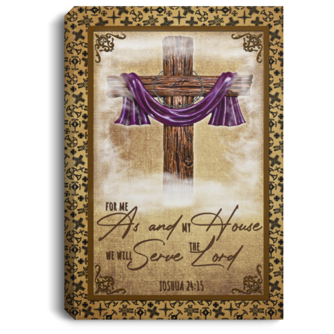 For Me As And My House We Will Serve The Lord Framed Canvas - Unframed Poster - Book of Joshua Wall Art, White, 0.75'' Framed Canvas