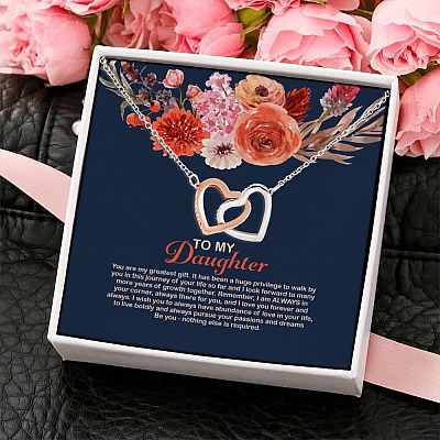 To My Daughter You Are My Greatest Gift It Has Been A Huge Privilege To Walk Interlocking Hearts Pendant Necklace