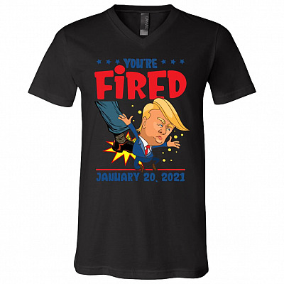 Trump You're Fired 46th President Inauguration Day 2021 T-Shirt - V Neck, Black, V-Neck T-Shirt