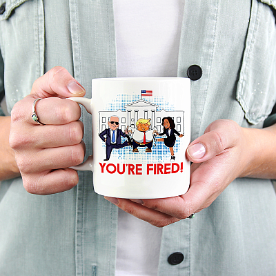 Trump You're Fired Joe Biden Kamala Harris Funny Political Coffee Mug - Beer Stein - Water Bottle