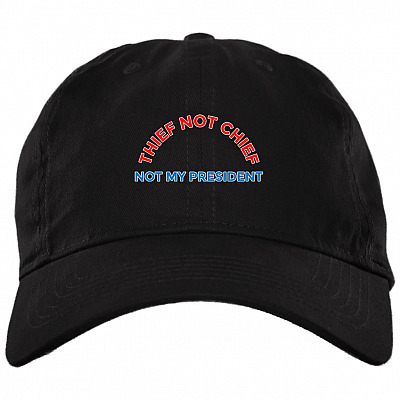 Thief Not Chief Joe Biden Is Not My President Election Twill Cap - Anti Biden Sleepy Joe High-Profile Snapback Hat, Black, Brushed Twill Dad Cap