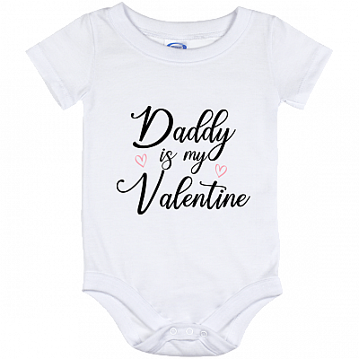 Daddy Is My Valentine Baby Onesie - Baby Valentine's Day Onesie - Baby 1st Valentine Infant Bodysuit, White, Baby Onesie - 12 Month