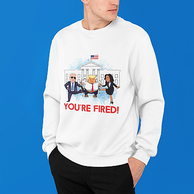 Alternative view of Trump You're Fired Joe Biden Kamala Harris Funny Political Hoodie - Sweatshirt - Long Sleeve Shirt
